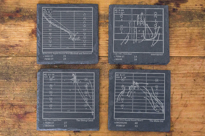 Greatest Penn State Football Plays: Slate Coasters (Set of 4)