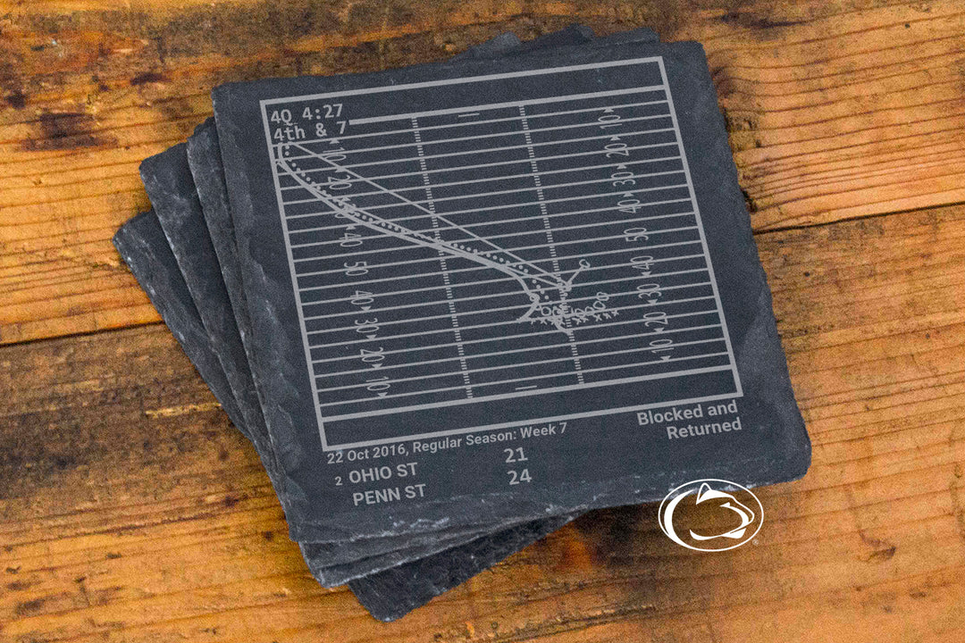 Penn State Football Greatest Plays: Slate Coasters (Set of 4)