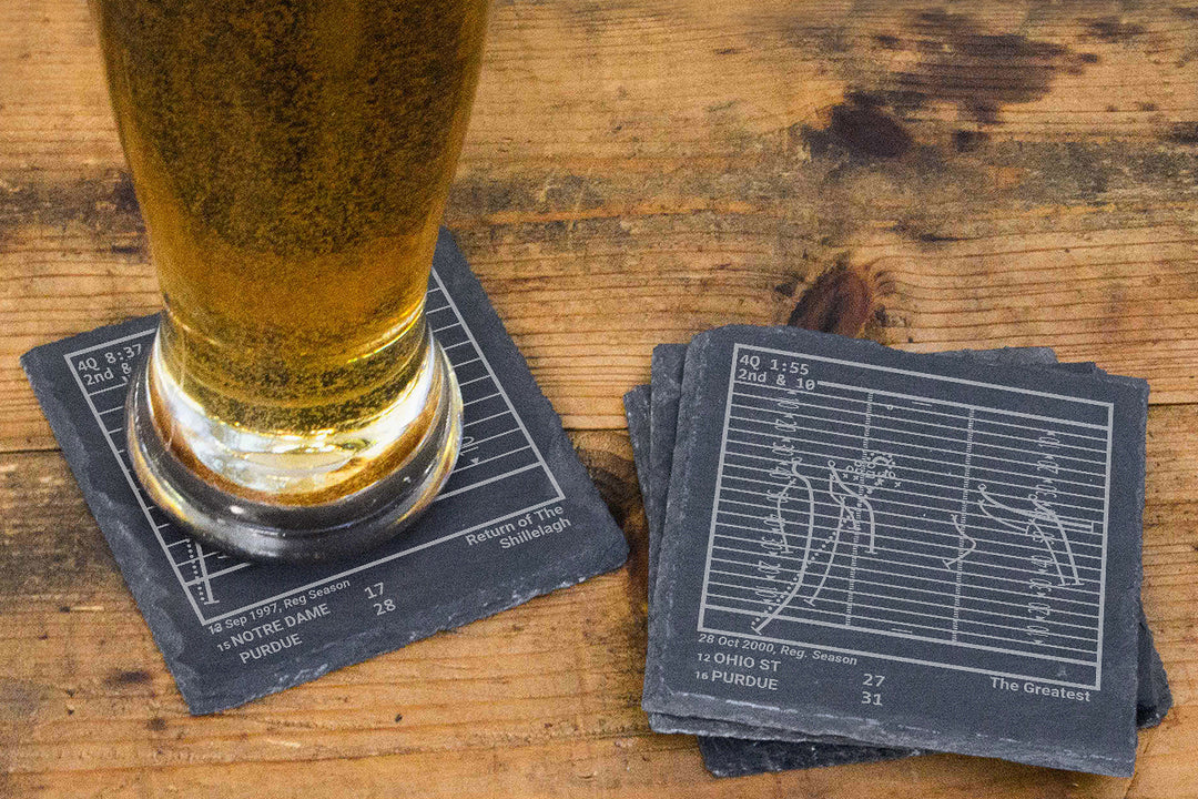 Greatest Purdue Football Plays: Slate Coasters (Set of 4)