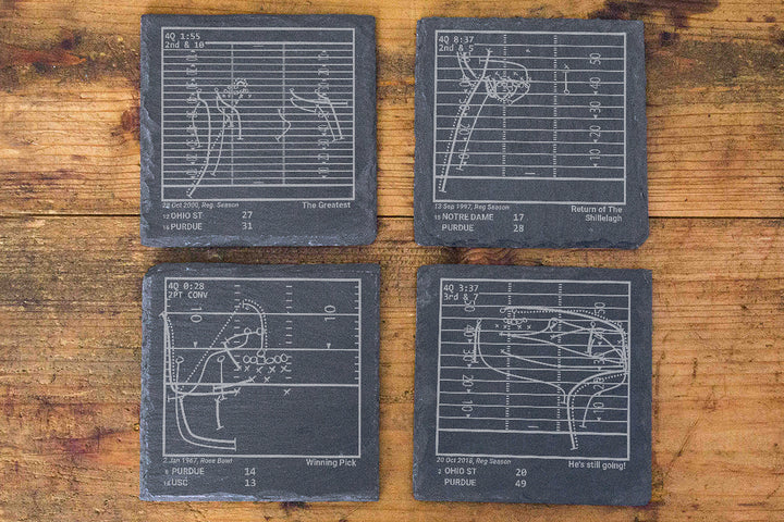 Greatest Purdue Football Plays: Slate Coasters (Set of 4)
