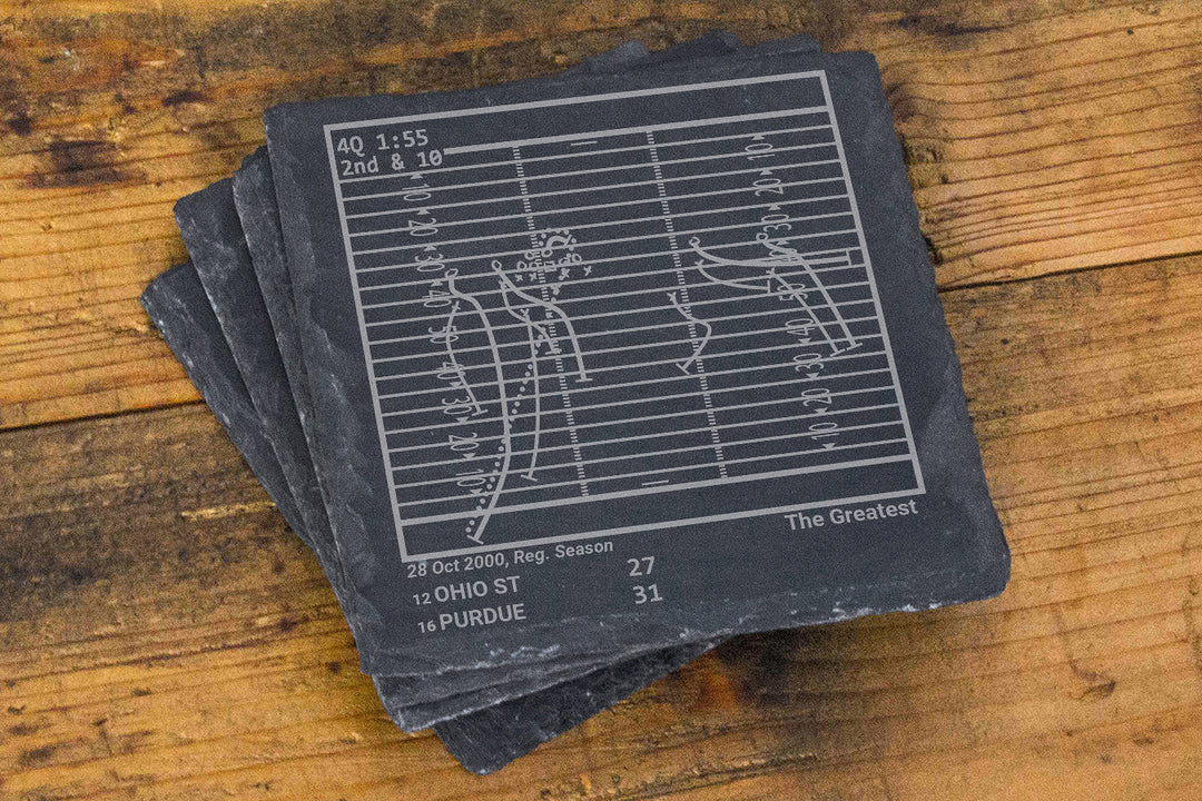 Greatest Purdue Football Plays: Slate Coasters (Set of 4)