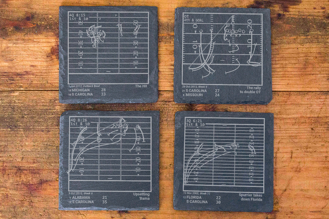 South Carolina Football Greatest Plays: Slate Coasters (Set of 4)