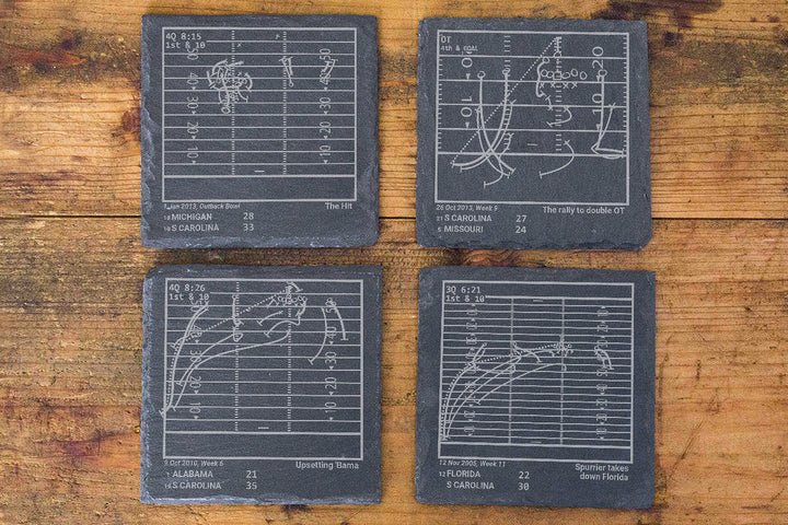 Greatest South Carolina Football Plays: Slate Coasters (Set of 4)