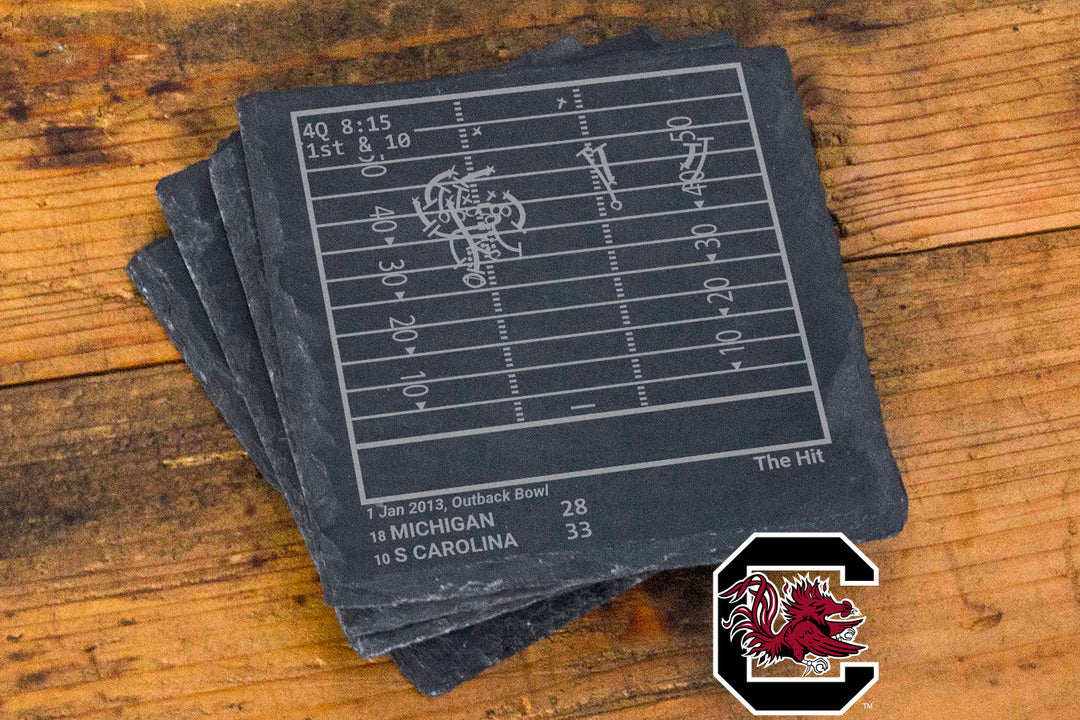 South Carolina Football Greatest Plays: Slate Coasters (Set of 4)