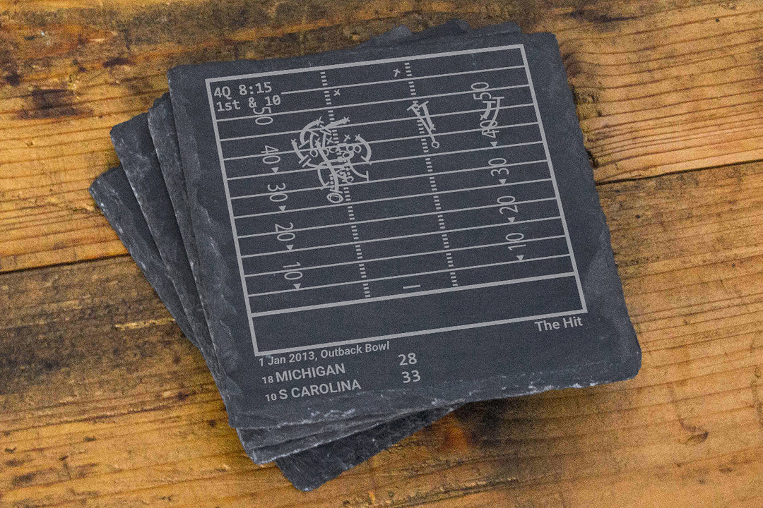 Greatest South Carolina Football Plays: Slate Coasters (Set of 4)