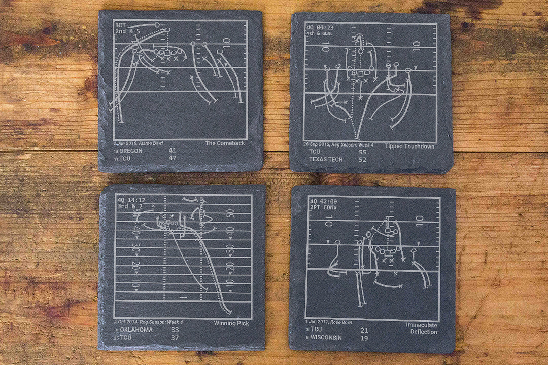 Greatest TCU Football Plays: Slate Coasters (Set of 4)