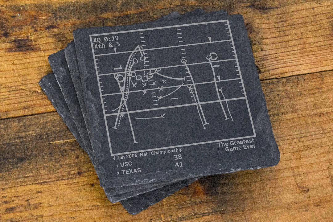 Greatest Texas Football Plays: Slate Coasters (Set of 4)