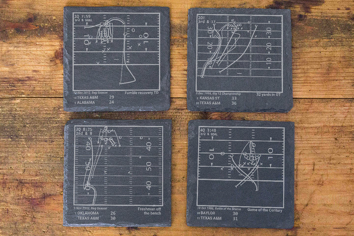 Greatest Texas A&M Football Plays: Slate Coasters (Set of 4)