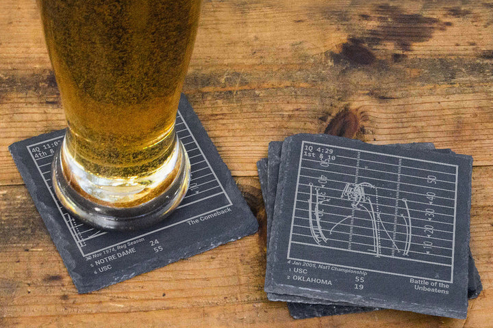 Greatest USC Football Plays: Slate Coasters (Set of 4)