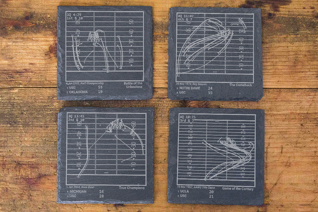 Greatest USC Football Plays: Slate Coasters (Set of 4)