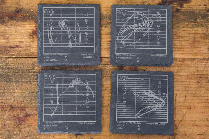 Greatest USC Football Plays: Slate Coasters (Set of 4)