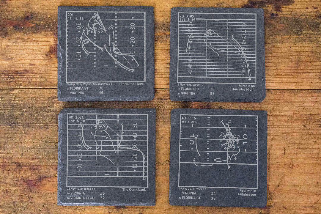 Greatest Virginia Football Plays: Slate Coasters (Set of 4)