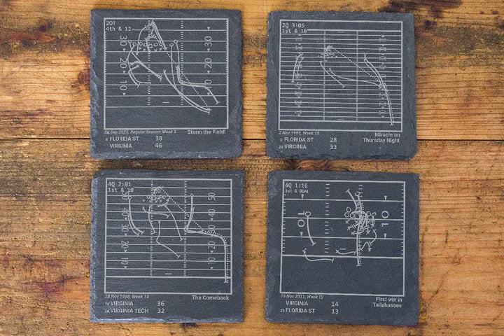 Greatest Virginia Football Plays: Slate Coasters (Set of 4)