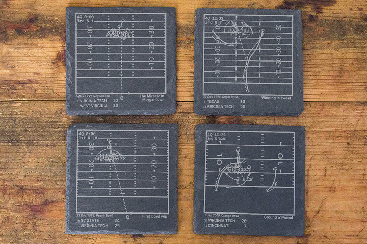 Greatest Virginia Tech Football Plays: Slate Coasters (Set of 4)