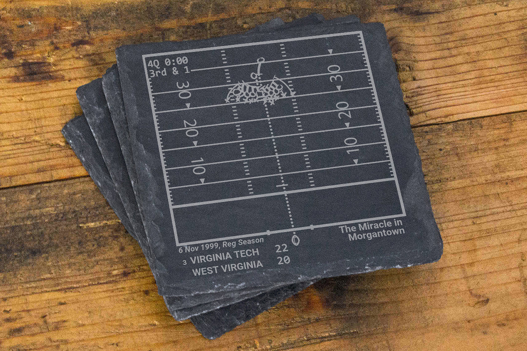 Greatest Virginia Tech Football Plays: Slate Coasters (Set of 4)