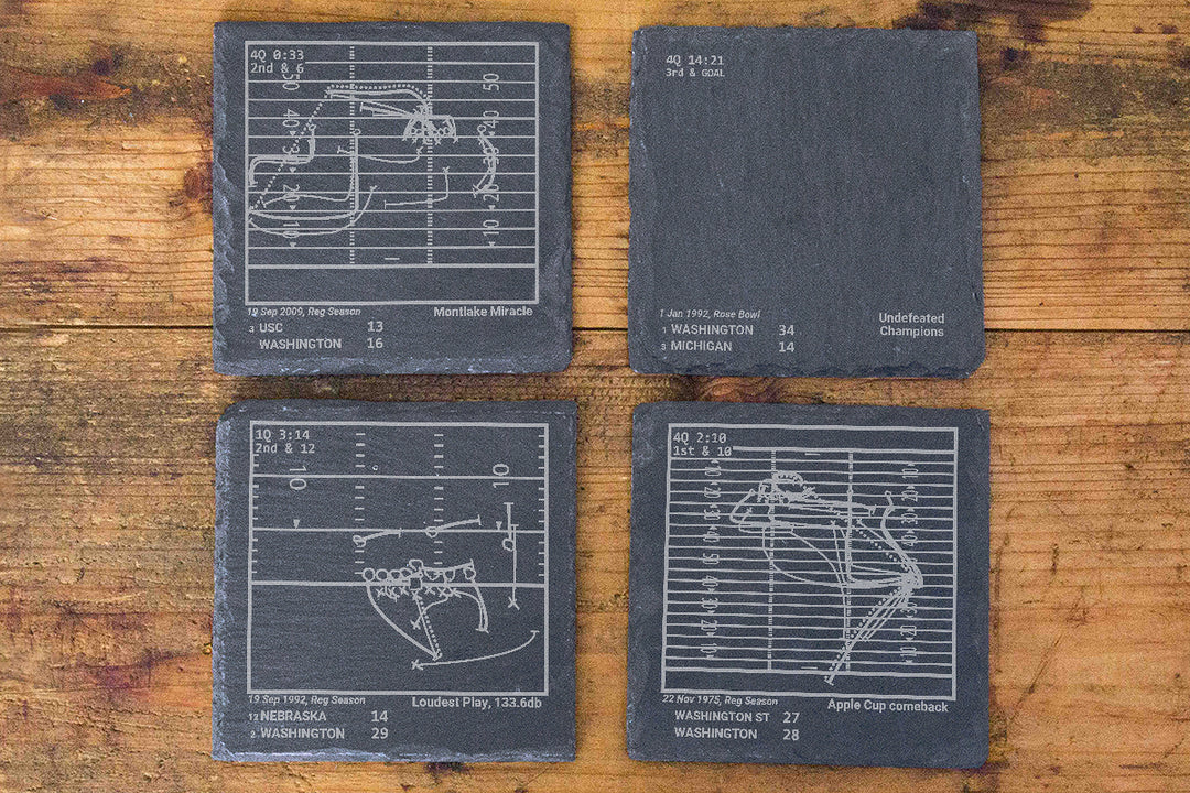 Greatest Washington Football Plays: Slate Coasters (Set of 4)