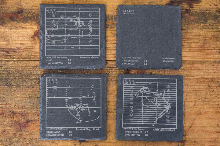Greatest Washington Football Plays: Slate Coasters (Set of 4)