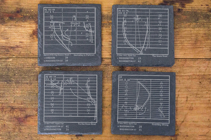 Greatest Washington State Football Plays: Slate Coasters (Set of 4)