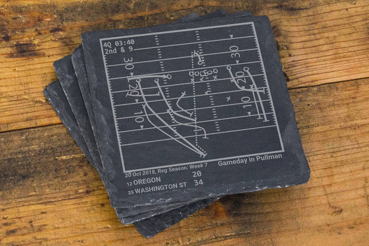 Greatest Washington State Football Plays: Slate Coasters (Set of 4)