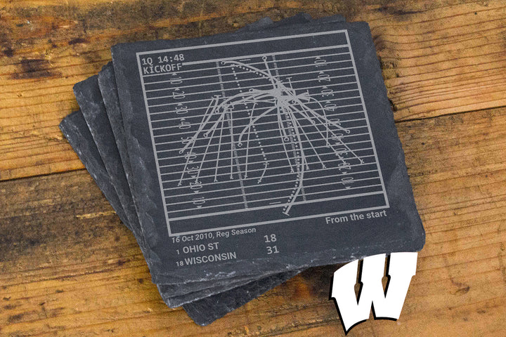 Greatest Wisconsin Football Plays: Slate Coasters (Set of 4)