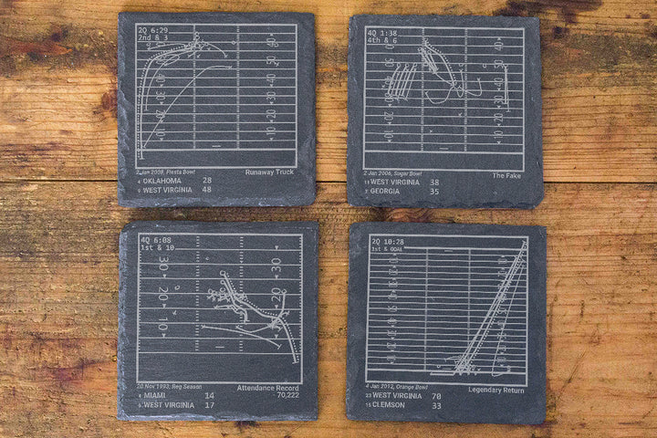 Greatest West Virginia Football Plays: Slate Coasters (Set of 4)