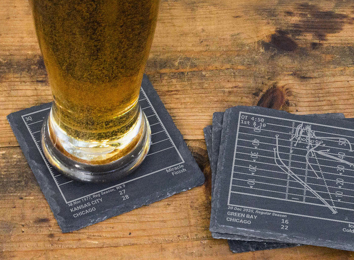Chicago Bears Greatest Plays: Slate Coasters (Set of 4)