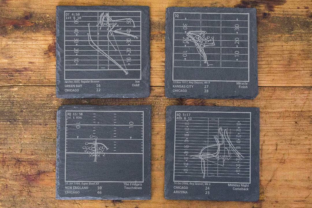 Chicago Bears Greatest Plays: Slate Coasters (Set of 4)