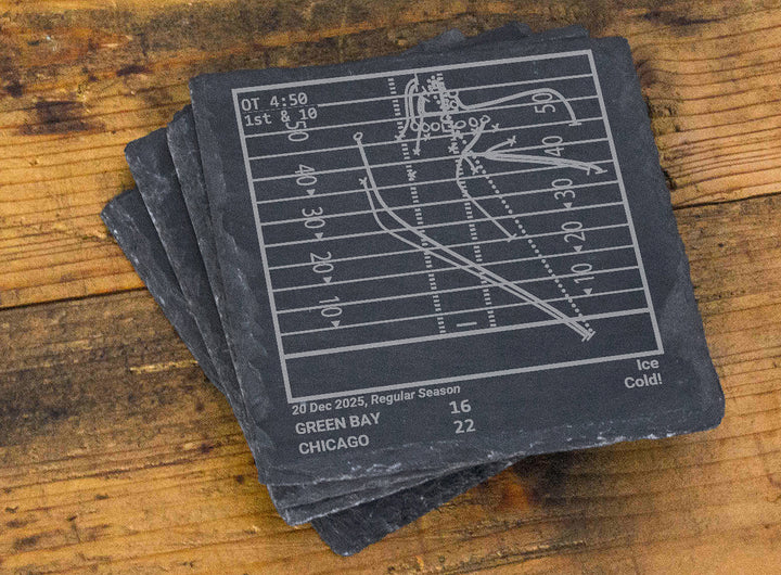 Chicago Bears Greatest Plays: Slate Coasters (Set of 4)