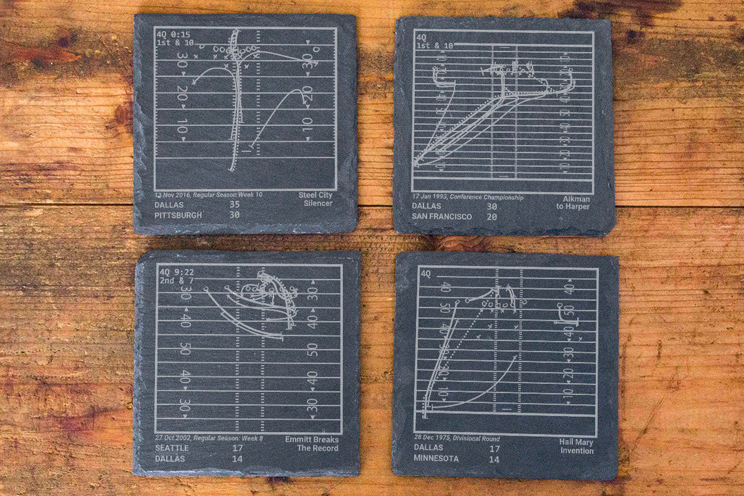 Dallas Cowboys Greatest Plays: Slate Coasters (Set of 4)