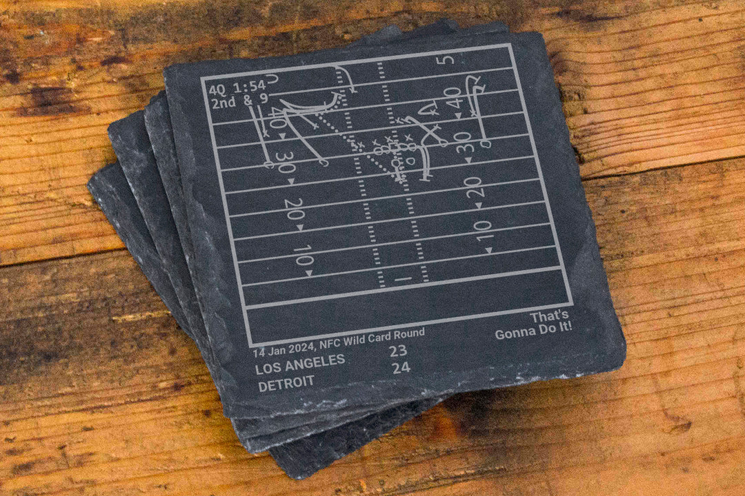 Detroit Lions Greatest Plays: Slate Coasters (Set of 4)