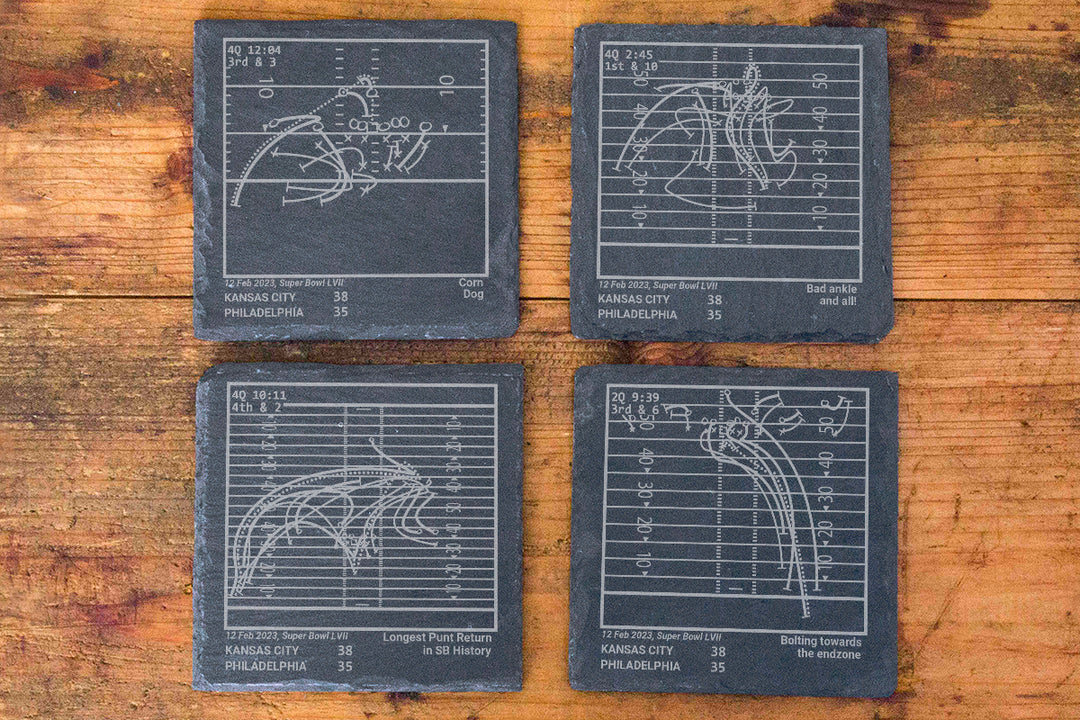 <b>2023 Champions</b> Chiefs Plays: Slate Coasters (Set of 4)