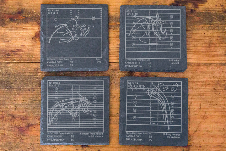 <b>2023 Champions</b> Chiefs Plays: Slate Coasters (Set of 4)