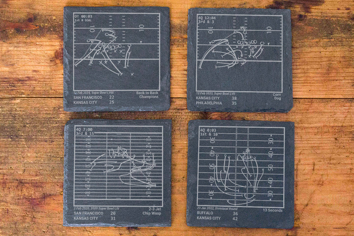 Kansas City Chiefs - Dynasty Set - Greatest Plays: Slate Coasters (Set of 4)