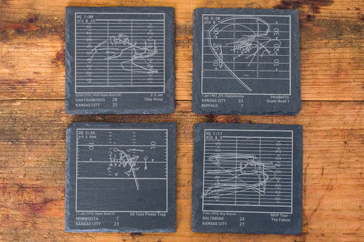 Kansas City Chiefs Greatest Plays: Slate Coasters (Set of 4)