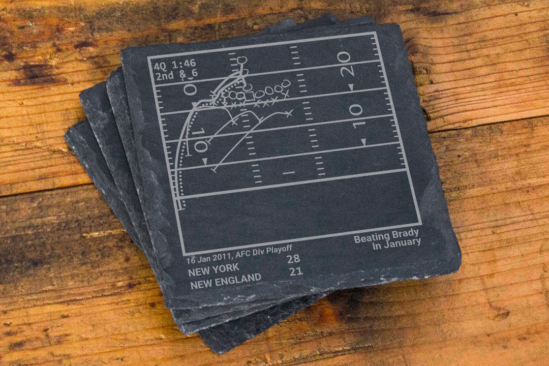 New York Jets Greatest Plays: Slate Coasters (Set of 4)