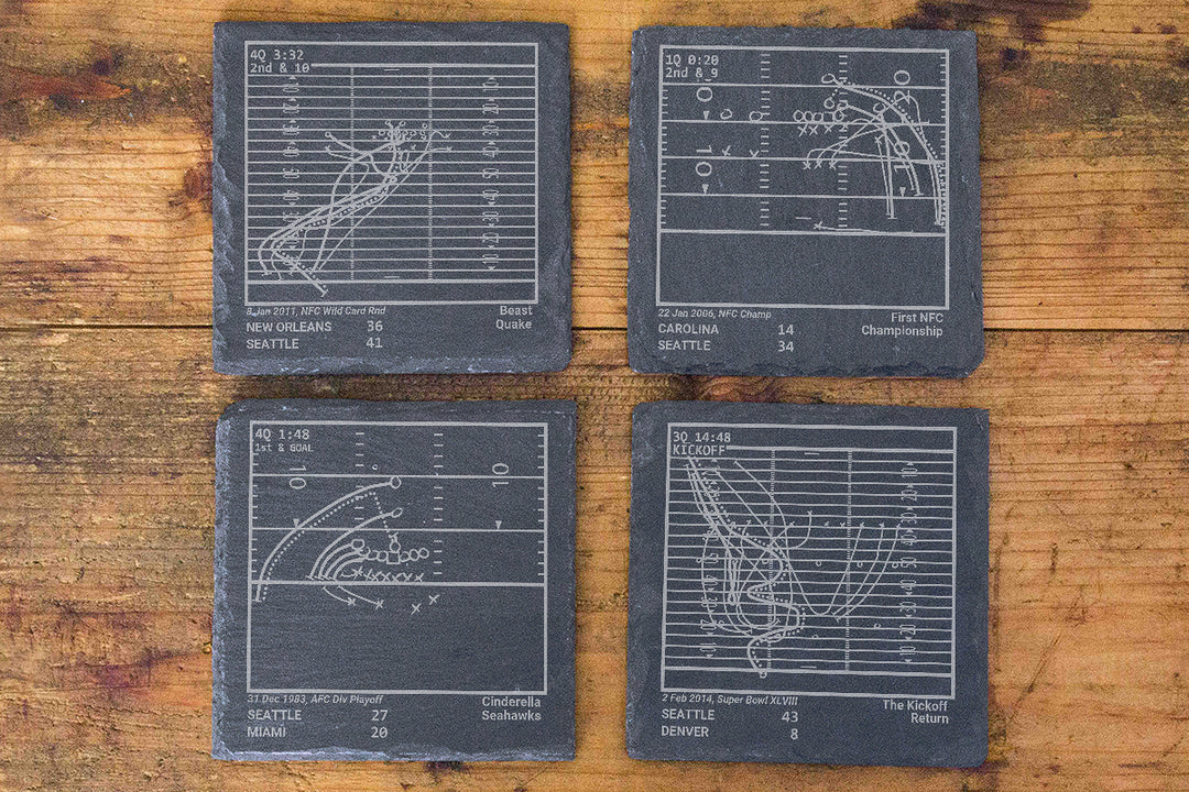 Seattle Seahawks Greatest Plays: Slate Coasters (Set of 4)