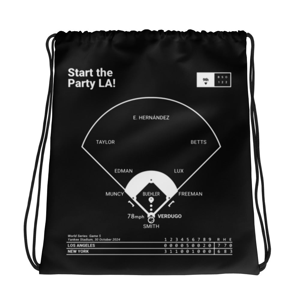 Los Angeles Dodgers Greatest Plays Drawstring Bag: Start the Party LA! (2024)