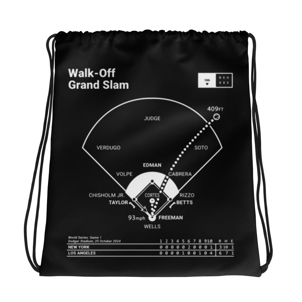 Los Angeles Dodgers Greatest Plays Drawstring Bag: Walk-Off Grand Slam (2024)