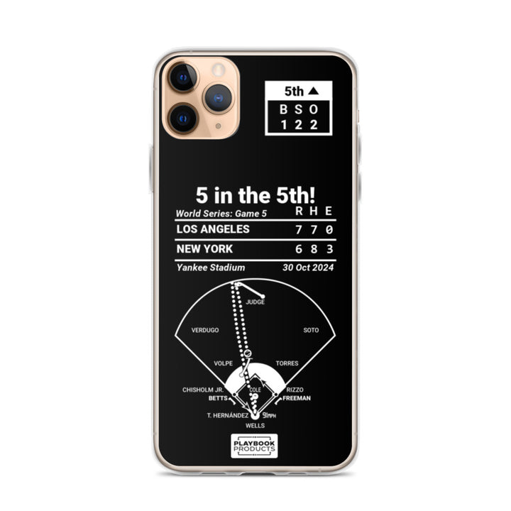 Los Angeles Dodgers Greatest Plays iPhone Case: 5 in the 5th! (2024)