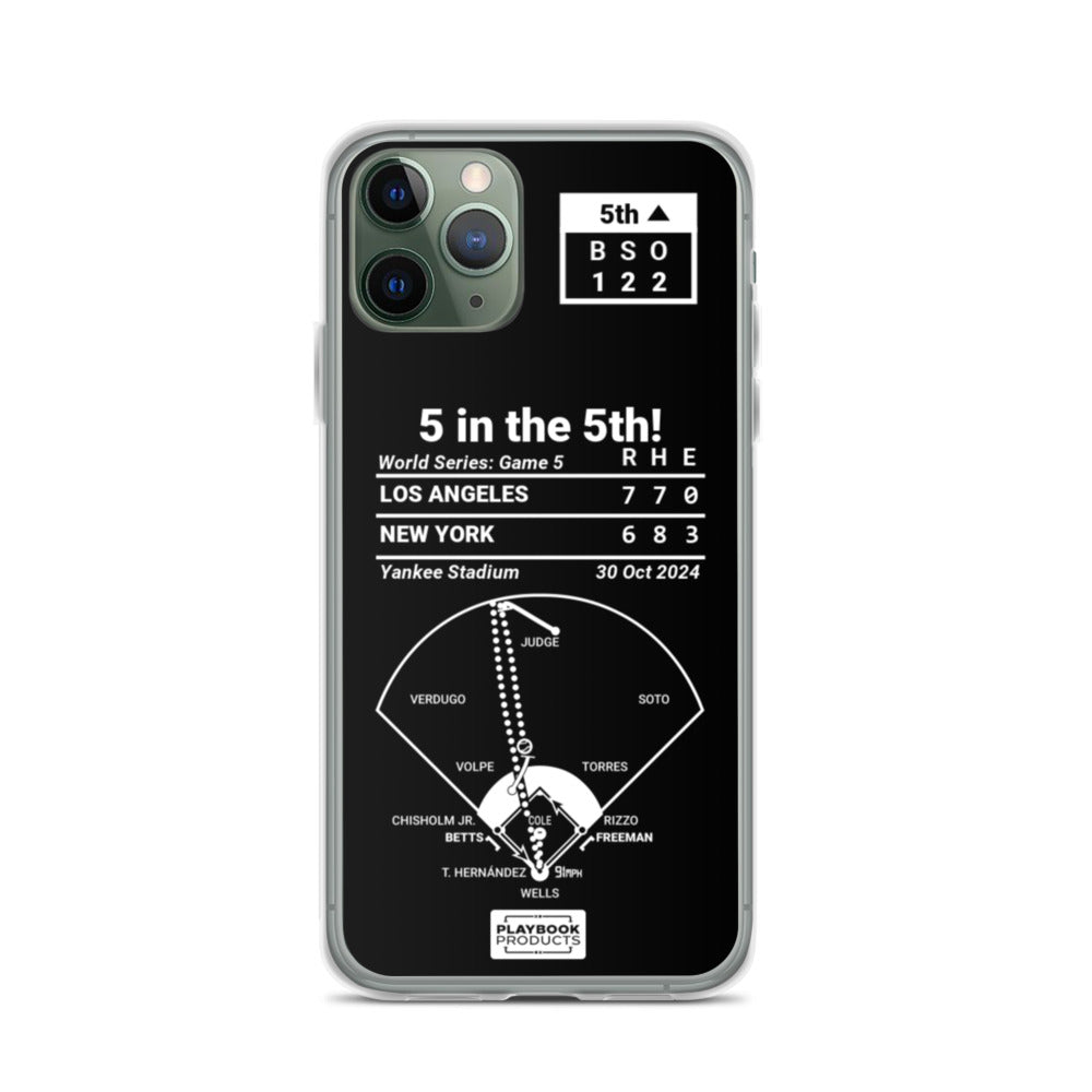 Los Angeles Dodgers Greatest Plays iPhone Case: 5 in the 5th! (2024)