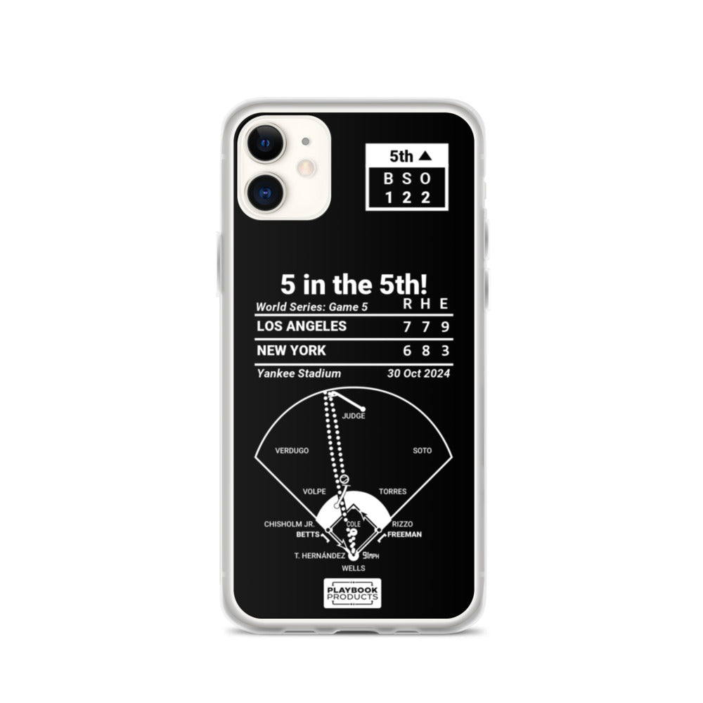 Los Angeles Dodgers Greatest Plays iPhone Case: 5 in the 5th! (2024)