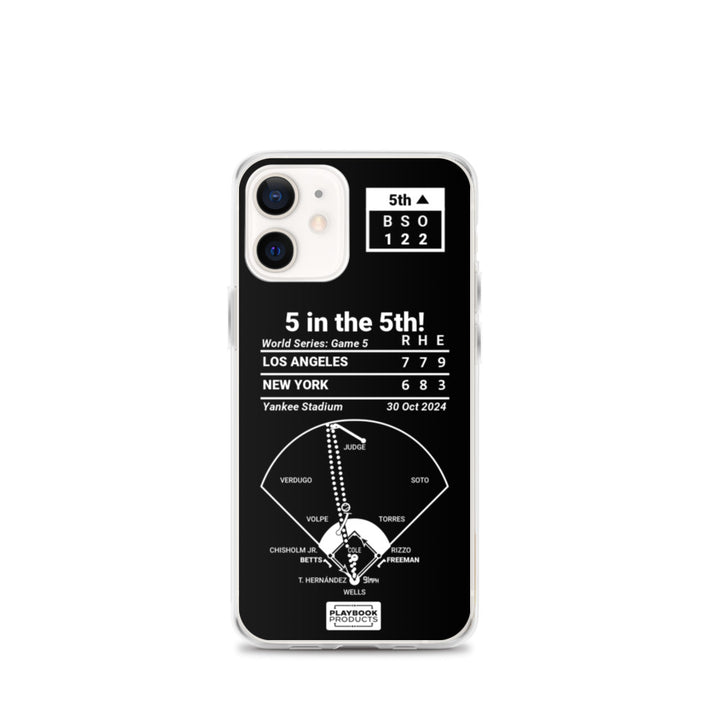 Los Angeles Dodgers Greatest Plays iPhone Case: 5 in the 5th! (2024)