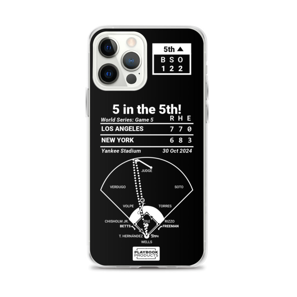 Los Angeles Dodgers Greatest Plays iPhone Case: 5 in the 5th! (2024)