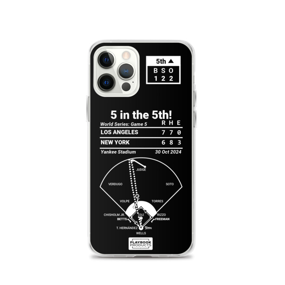 Los Angeles Dodgers Greatest Plays iPhone Case: 5 in the 5th! (2024)