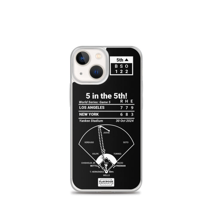 Los Angeles Dodgers Greatest Plays iPhone Case: 5 in the 5th! (2024)