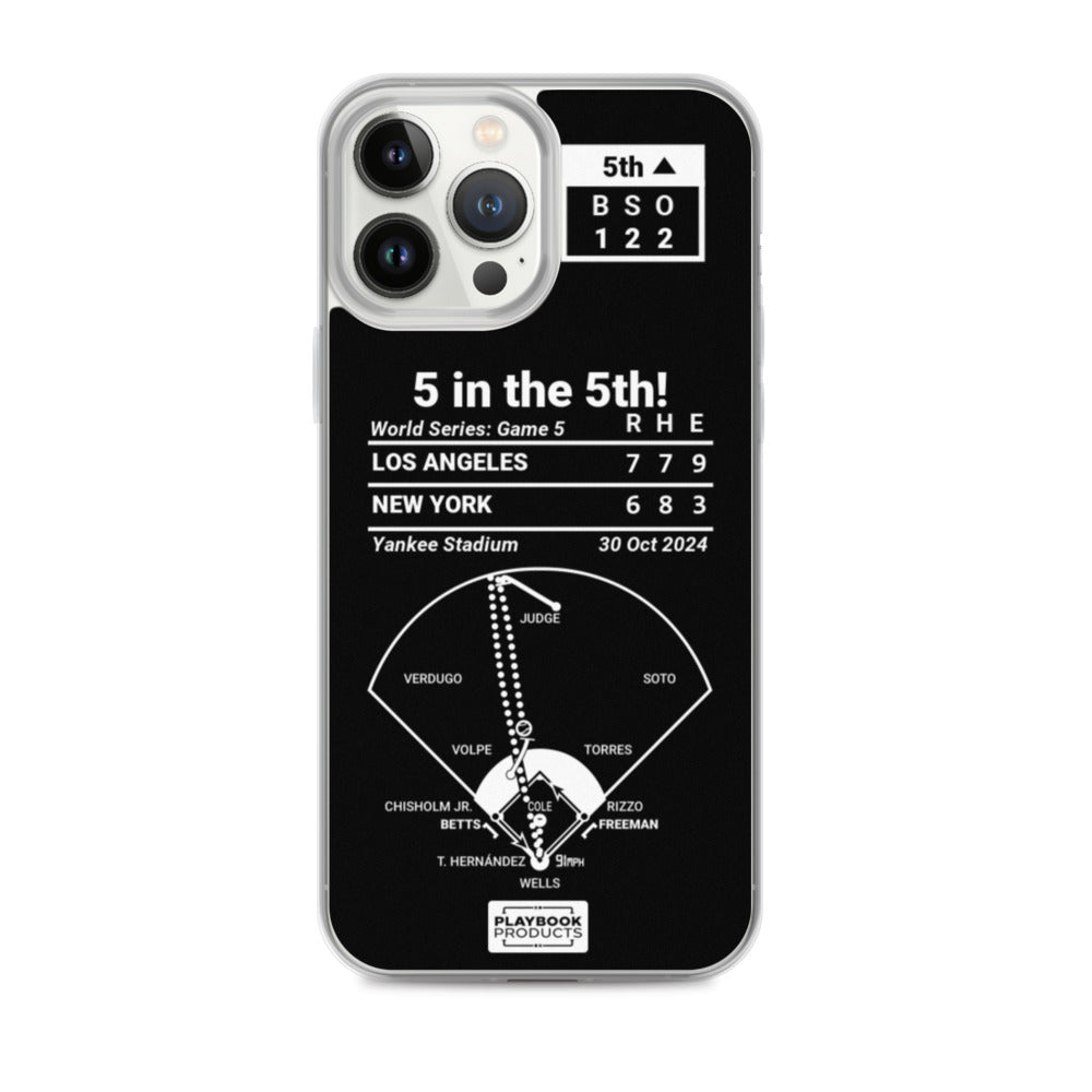 Los Angeles Dodgers Greatest Plays iPhone Case: 5 in the 5th! (2024)