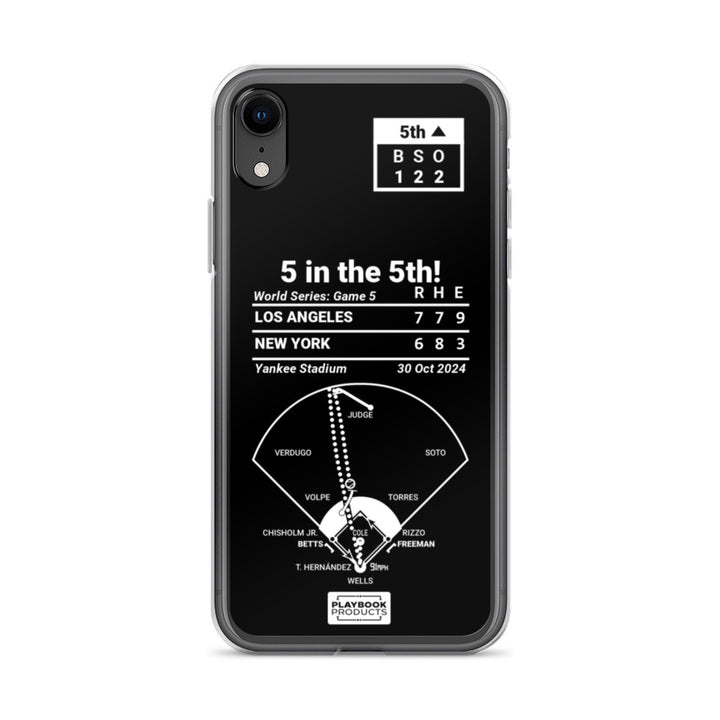 Los Angeles Dodgers Greatest Plays iPhone Case: 5 in the 5th! (2024)