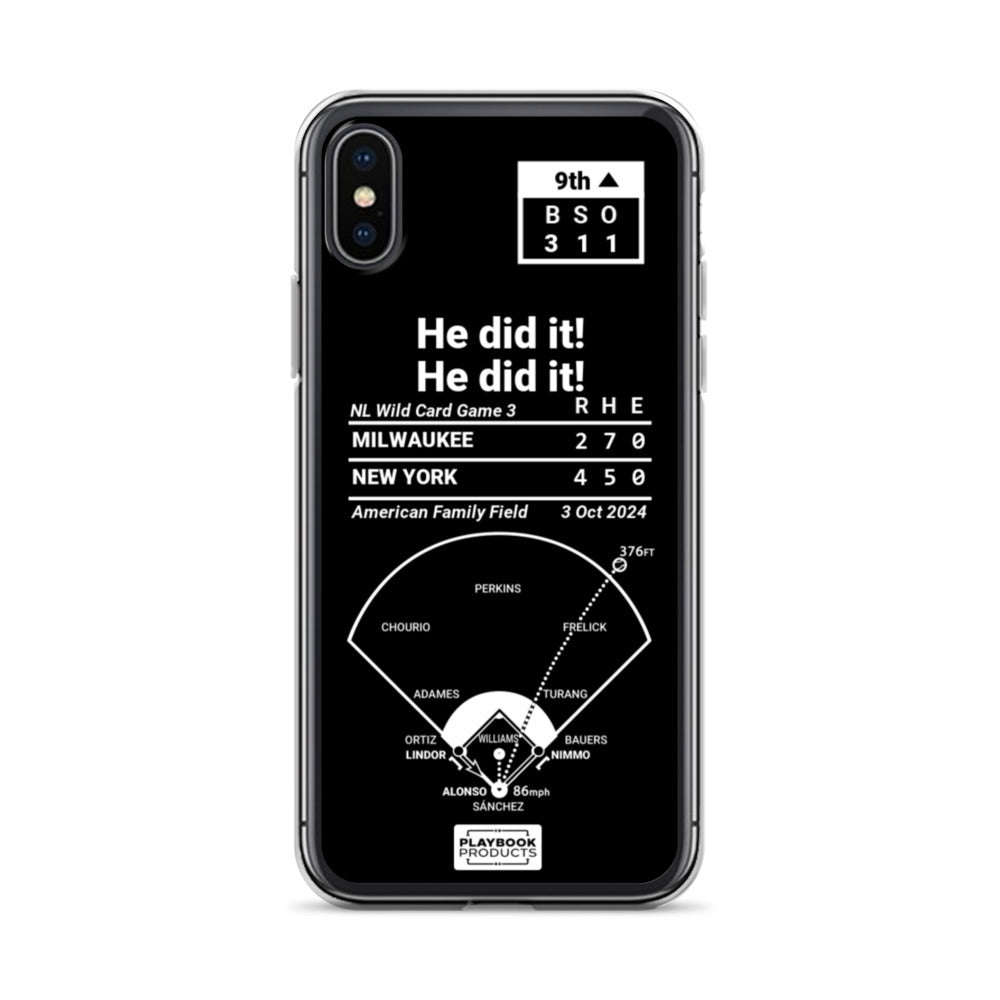 New York Mets Greatest Plays iPhone Case: He did it! He did it! (2024)