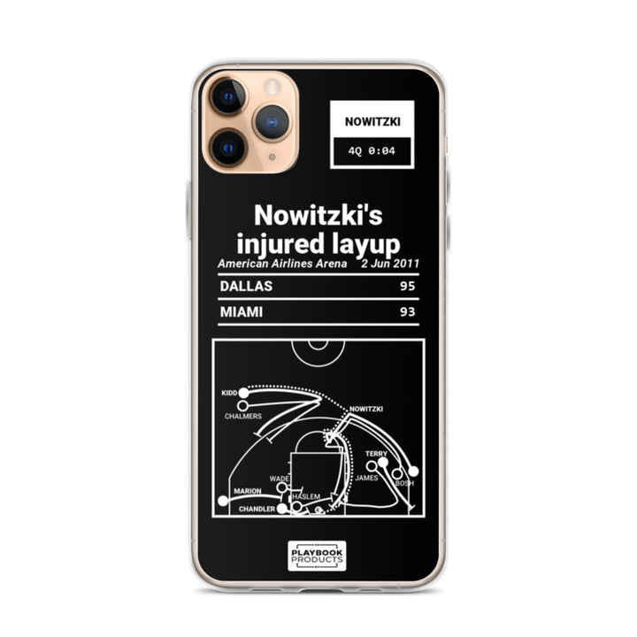 Dallas Mavericks Greatest Plays iPhone Case: Nowitzki's injured layup (2011)