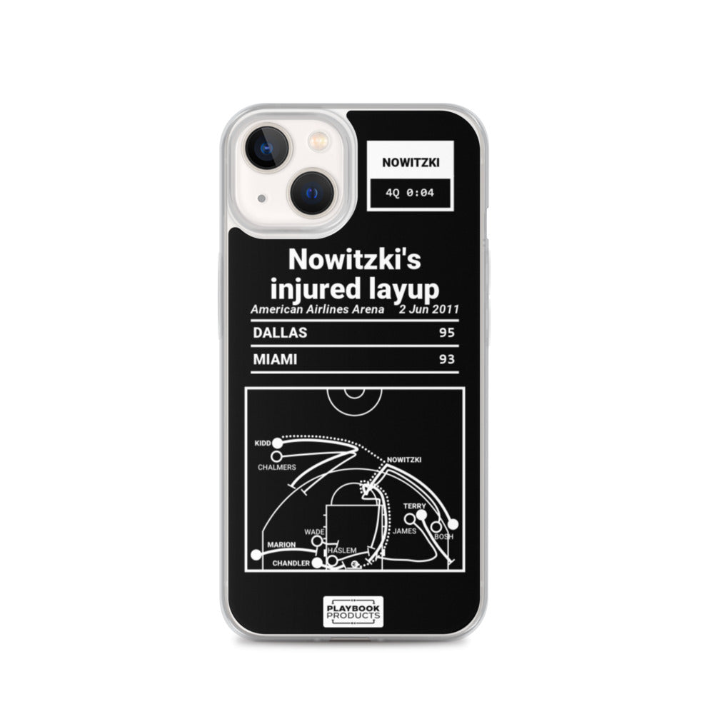 Dallas Mavericks Greatest Plays iPhone Case: Nowitzki's injured layup (2011)